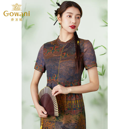 【香榭丽大道】【香云纱】乔万尼24mm真丝连衣裙重磅桑蚕丝古典立领EM2E780 商品图4