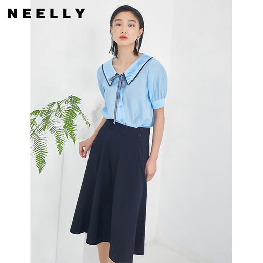 NEELLY纳俪商场同款半身裙女夏季新款高腰A字裙中长款通勤百搭N22044E04405 商品图1