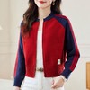 短款立领拼色针织开衫，女高腰小个子春季新款拉链外搭上衣毛衣外套CC-MY-1093 商品缩略图0