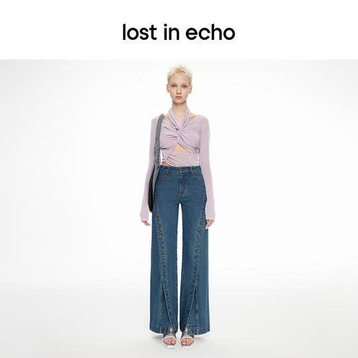 lost in echo2024春季新品设计师品牌扭结挂脖腰部镂空修身上衣女 商品图2