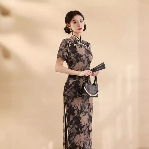 春夏新款，复古年轻款日常长款新中式改良旗袍XL-24029 商品图3