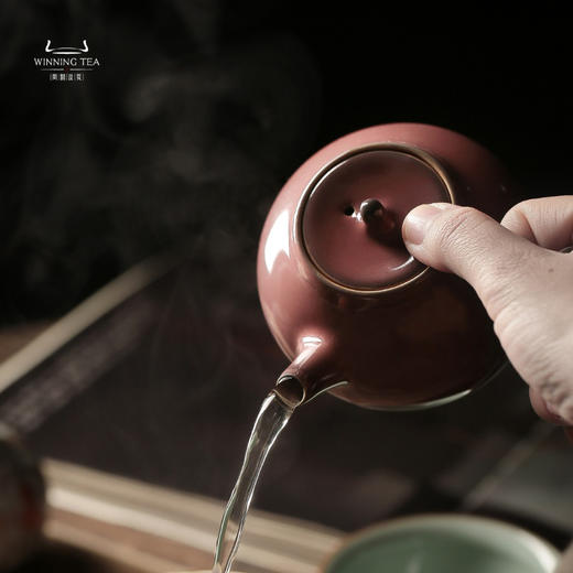 问鼎汝瓷经典款萼红雨润侧把壶景德镇陶瓷泡茶壶 商品图5