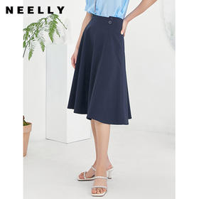 NEELLY纳俪商场同款半身裙女夏季新款高腰A字裙中长款通勤百搭N22044E04405