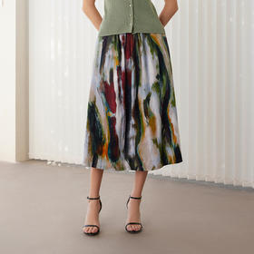 【棉质印花半裙】24年春夏新品女士印花半裙时尚中长款半身裙