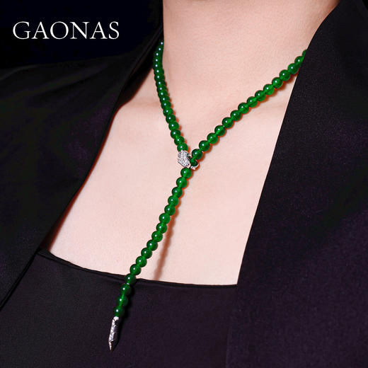 GAONAS  国风新潮时尚设计款绿珠项链10328XG 商品图3