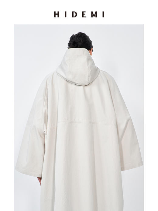HIDEMI 【娜扎同款】新款冰川灰小男孩系列女装口袋撞钉廓形设计感连帽春日长风衣外套 商品图7