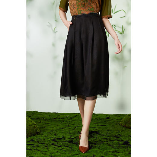 【香云纱】乔万尼100%真丝香云纱半身裙19mm简约a字版设计EM2D793 商品图1