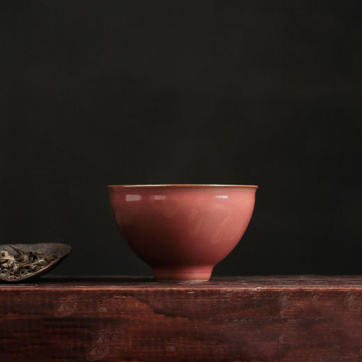 问鼎汝瓷萼红精工款折口杯 景德镇陶瓷手工复古茶杯礼盒装汝瓷 商品图3