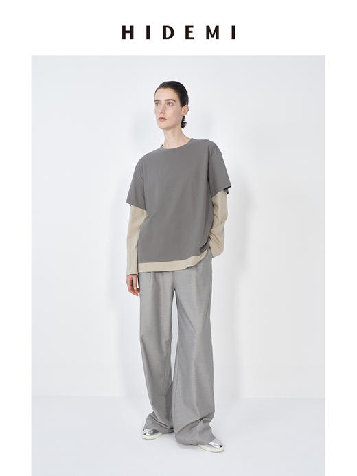 HIDEMI 小男孩系列早春假两件水洗棉针织圆领女装长袖打底T恤 商品图2