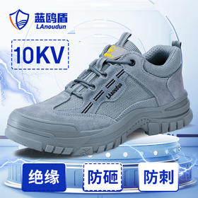 蓝鸥盾四季款透气绝缘鞋劳保鞋男防砸防刺安全鞋欧标玻纤头工作鞋橡胶底