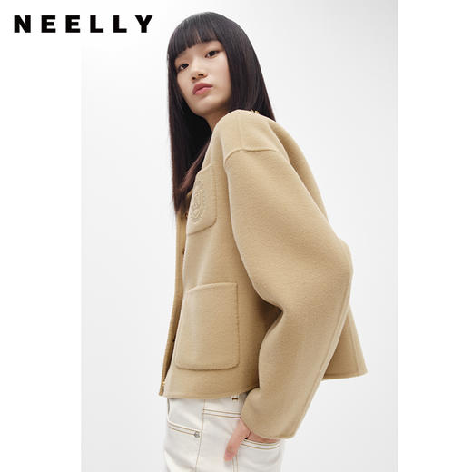 NEELLY纳俪商场同款小个子双面呢短外套女圆领小香风气质通勤上衣N23104N04401 商品图2