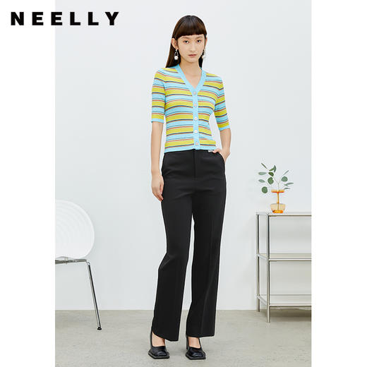 NEELLY纳俪商场同款夏季新款西装裤直筒显瘦长款黑色西裤N22074H04446 商品图1