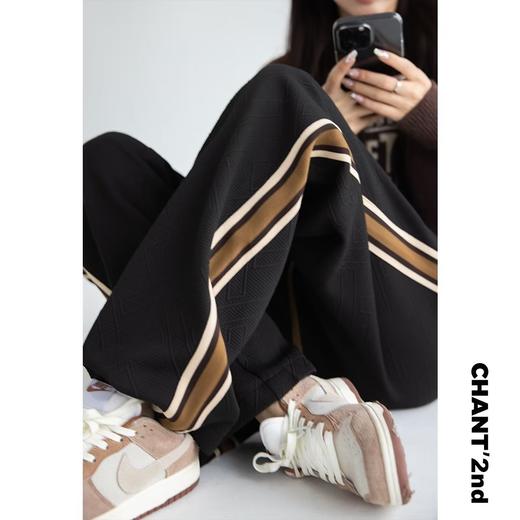 春秋【条纹抽绳休闲裤女 情侣ins潮牌】设计感卫裤 宽松运动阔腿裤 商品图3