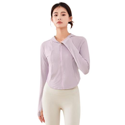 新款连帽轻薄防晒衣女显瘦拉链开衫运动健身瑜伽服外套冰丝防晒衫 商品图4