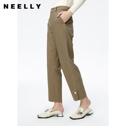 NEELLY纳俪商场同款秋季新款直筒休闲裤女职业百搭高腰显瘦烟管裤N22082H01091 商品图2