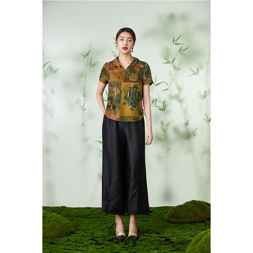 【曜石黑】【香云纱】乔万尼重磅真丝阔腿裤复古中式气质设计EM2F838 商品图4