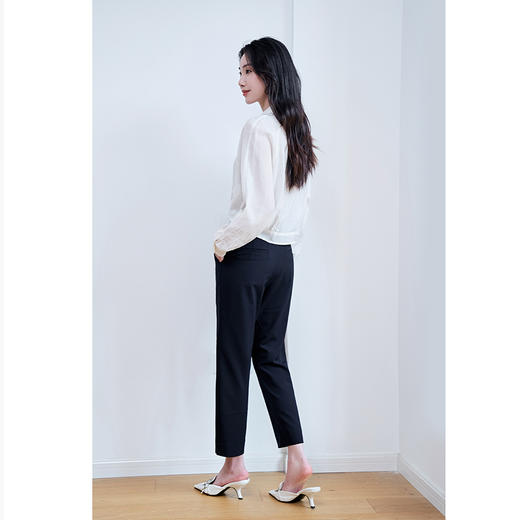 NEELLY纳俪商场同款超仙短款白色衬衫女春秋设计感蝴蝶结系带上衣N23074B03341 商品图3