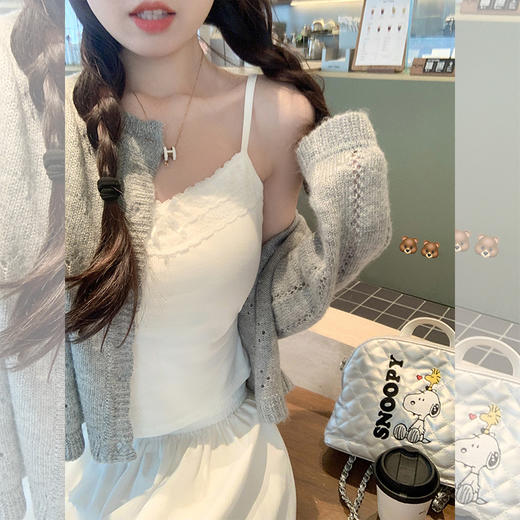 <曾小咸推荐>【无忧内搭】自带胸垫蝴蝶结吊带背心 商品图2