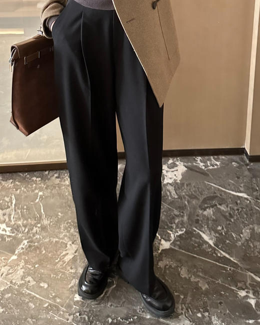 大王同款女士高腰褶阔腿西装裤长裤721401 商品图1