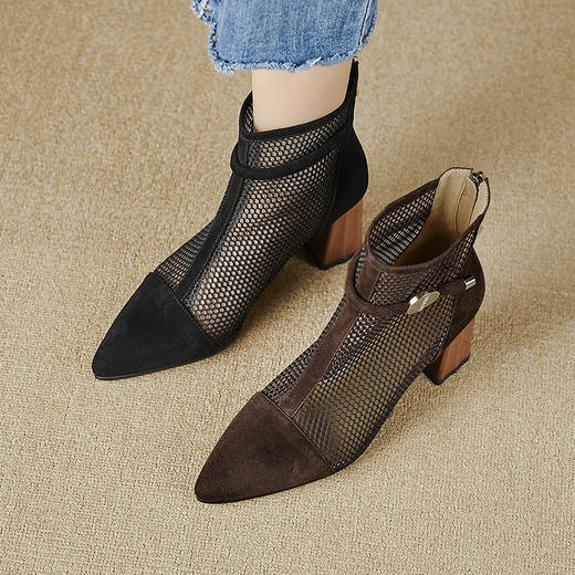 【预售5天】春夏新款，舒适百搭羊猄皮+沙网时尚高跟网靴CZ&C-899 商品图6