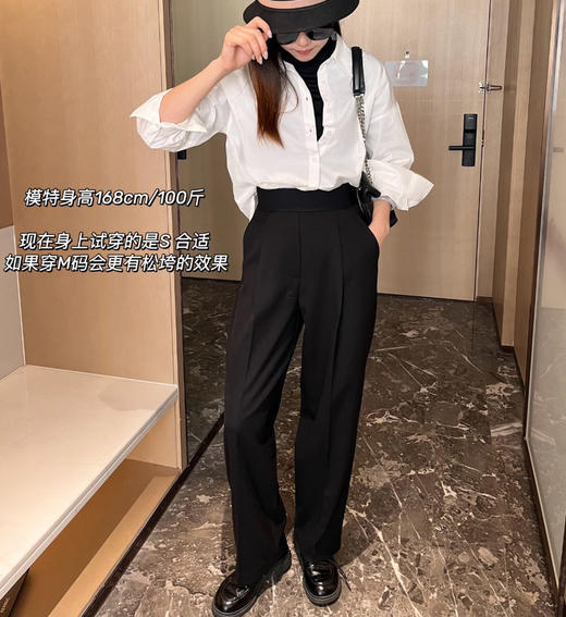 大王同款女士高腰褶阔腿西装裤长裤721401 商品图4