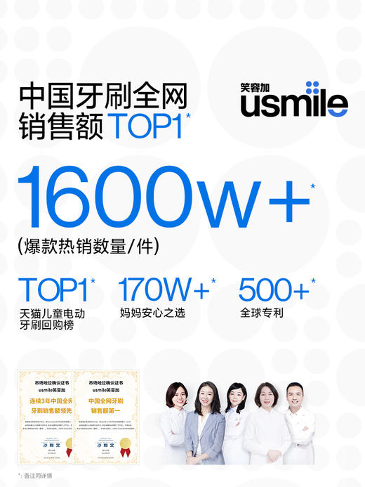 usmile儿童电动牙刷充电式声波全自动3-12岁宝宝可爱卡通Q3S小帽刷 商品图4