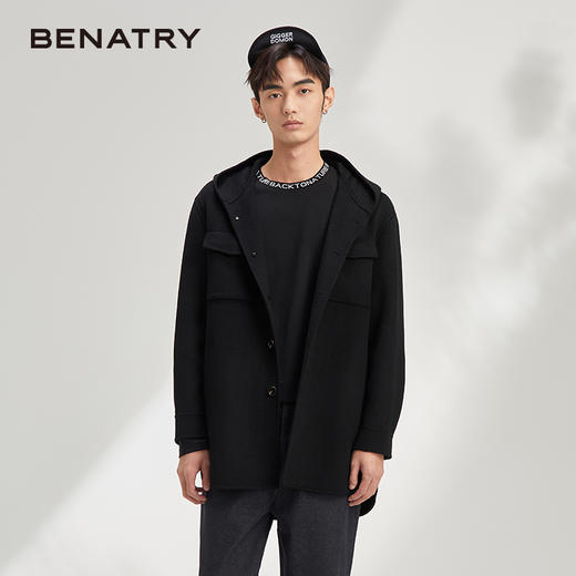 秋季呢子外套男宽松潮流帅气夹克男短款含78.8%羊毛毛呢大衣120328005 商品图5