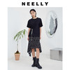 NEELLY纳俪商场同款基础圆领小众金属链条设计感抽绳褶皱短袖T恤N23044T04584 商品缩略图2