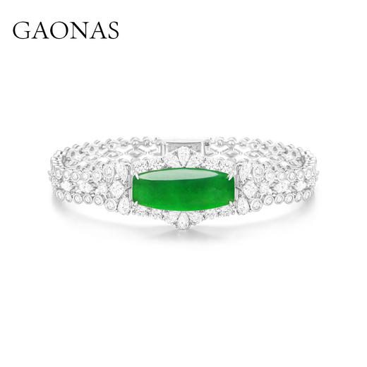 GAONAS 925银合成锆石手链 国风新潮满绿设计款绿色手链 10310SG 商品图0