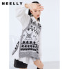 NEELLY纳俪商场同款两件套衬衫连衣裙V领马甲侧开叉针织套头衫N21081Y01107 商品缩略图1