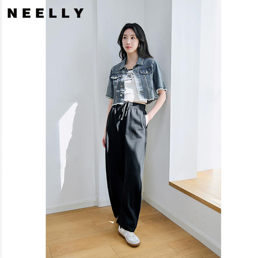 NEELLY纳俪商场同款时尚毛边牛仔外套女流苏高腰百搭短款夹克上衣N23074C07720 商品图1