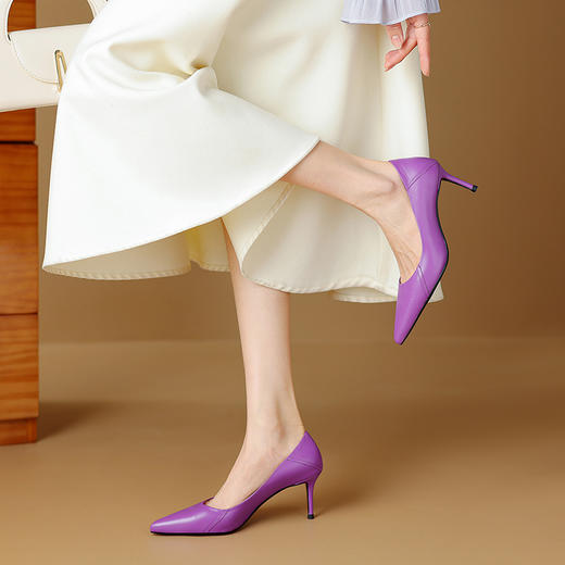 【预售5天】春夏新款，时尚百搭里外全皮尖头细跟高跟鞋HY-M863-1 商品图9