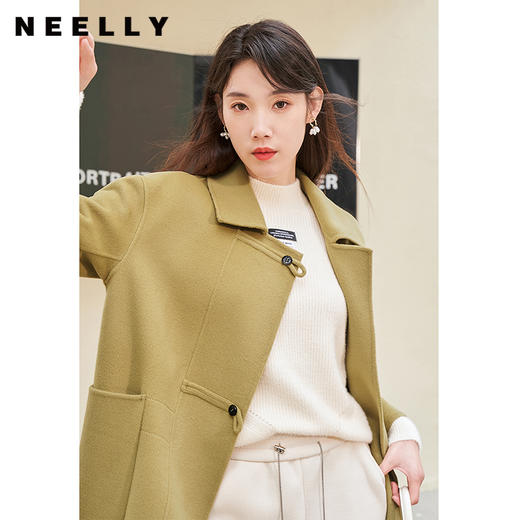 NEELLY纳俪商场同款翻领双面呢大衣女中长款冬季新款毛呢外套N23104N04415 商品图1