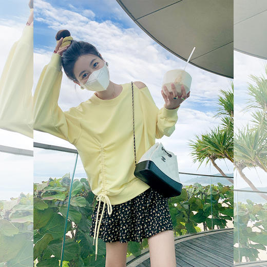 <曾小咸推荐>【软软马卡龙】黄色抽绳卫衣 商品图4