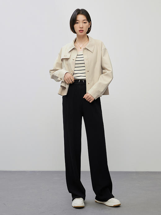 【年货节】熙世界复古工装风短外套女小个子时尚翻领夹克上衣2024年秋装新款 商品图4