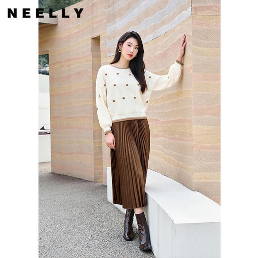 NEELLY纳俪冬季高级感超好看小个子短款毛衣新款加厚慵懒针织上衣N23114A06665 商品图1