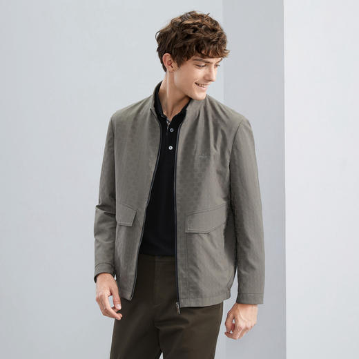 柒牌夹克男外套春秋2024新款时尚潮流青年暗纹提花男士立领茄克衫	126K70050 商品图1