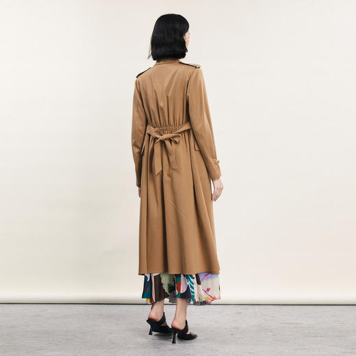 谜底长款风衣女2024春款时尚气质西装领双排扣宽松外套241ME0136 商品图2