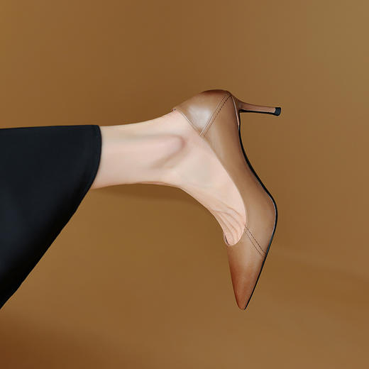 【预售5天】春夏新款，时尚百搭里外全皮尖头细跟高跟鞋HY-M863-1 商品图7