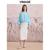 VIMAGE纬漫纪春季新款V领显瘦简约舒适上衣V2109705 商品缩略图1