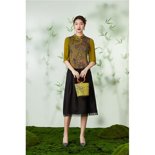 【梵高的鸢尾花】【香云纱】乔万尼24mm上衣收腰显瘦古典油画气质感EM2C792 商品图2