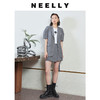 NEELLY纳俪商场同款职场OL竖条纹短袖收腰系带西装廓形西服女外套N23044W04577 商品缩略图2