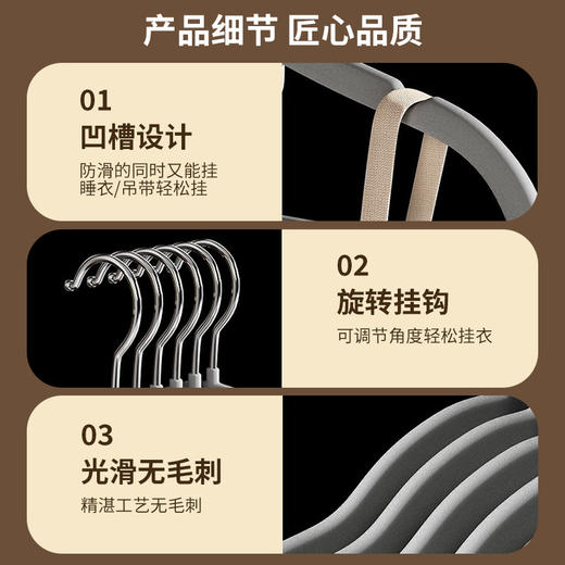 【现货】收纳整理师推荐环保无痕防滑干湿两用植绒衣架-20支装H241272758 商品图1
