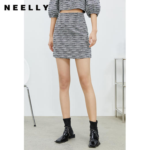 NEELLY纳俪套装女新款春装方领短款上衣两件套A字半身裙潮N22074Z04427 商品图2