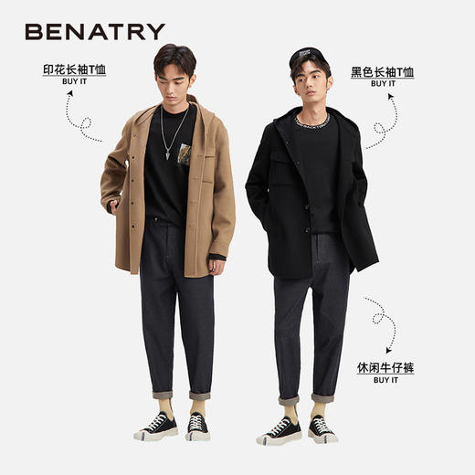 秋季呢子外套男宽松潮流帅气夹克男短款含78.8%羊毛毛呢大衣120328005 商品图2