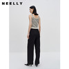 NEELLY纳俪商场同款黑色系带休闲裤女垂感百搭阔腿直筒裤简约长裤N24034H04570 商品缩略图2