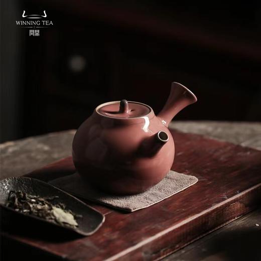 问鼎汝瓷经典款萼红雨润侧把壶景德镇陶瓷泡茶壶 商品图0