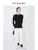 HIDEMI 极简春日圆领设计感前后两穿立体剪裁缎面外套上衣女 黑色/白色 商品缩略图5