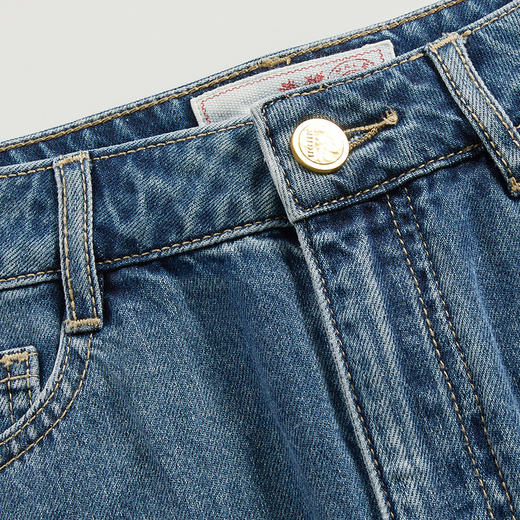 谜底牛仔半身裙2024夏季新款复古高腰百搭中长款A型半裙246MB7001 商品图3