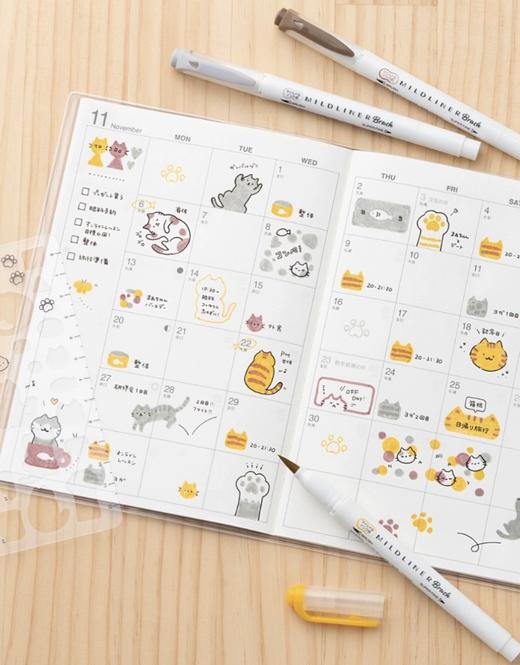 日本ZEBRA斑马MILDLINE Brush×ocha软头笔尖荧光笔套装 商品图1